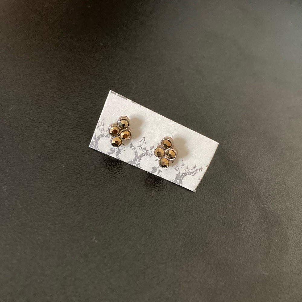 Gold Tone Stylish Stud Earrings in Silver Plated Metal